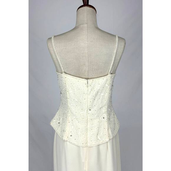 Chicas Dress Set Maxi Gown Jacket Women Medium Off White Embroidered Formal NWT - Picture 5 of 16